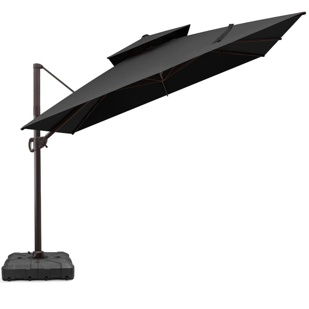VredHom 11x11 FT Aluminum Outdoor Patio Double Top Cantilever Umbrella with Wheel Base