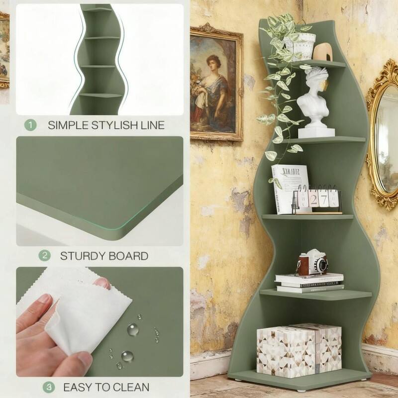 5-Tier Corner Wall Bookshelf - Storage Rack and Plant Stand