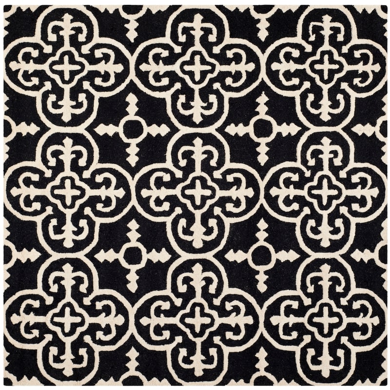 SAFAVIEH Handmade Cambridge Shigemi Modern Wool Rug - 8' Square - Black/Ivory