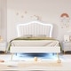 preview thumbnail 11 of 16, Twin Size Upholstered Platform Bed with Included LED Lights and Crown Headboard for Elegance