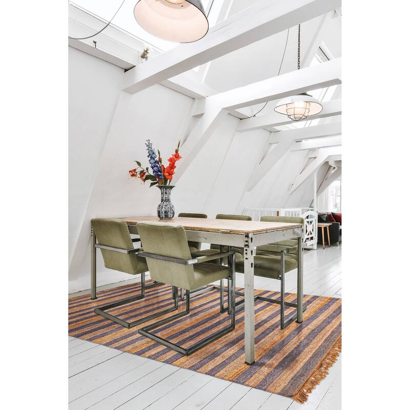 ECARPETGALLERY Flat-Weave Palas Denizli Light Khaki Jute Kilim - 5'5 x 8'1