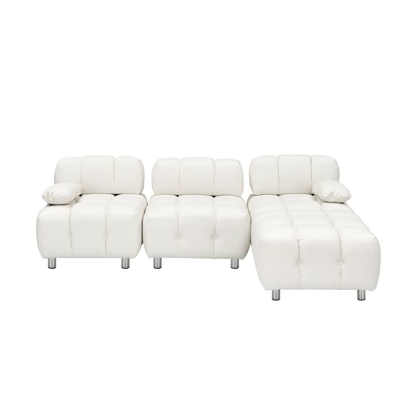 A 90.60-inch technology cloth white sofa, waterproof, stain and cat scratch resistant