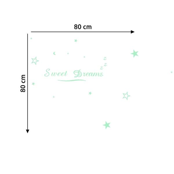 dimension image slide 1 of 2, Walplus Peel and Stick Wall Stickers Glow In The Dark Star Sweet Dream
