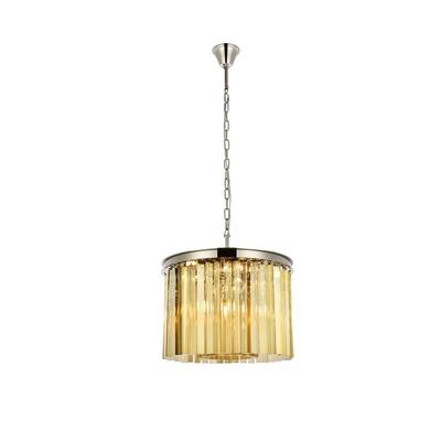 Sydney 6 light polished nickel Pendant Golden Teak (Smoky) Royal Cut C - Exact Size