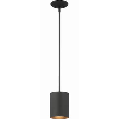 Volume Lighting 1-Light Black Aluminum LED Cylinder Pendant - N/A