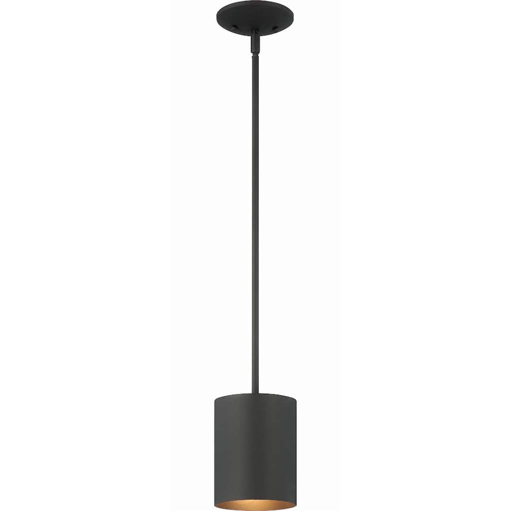 Volume Lighting 1-Light Black Aluminum LED Cylinder Pendant - N/A