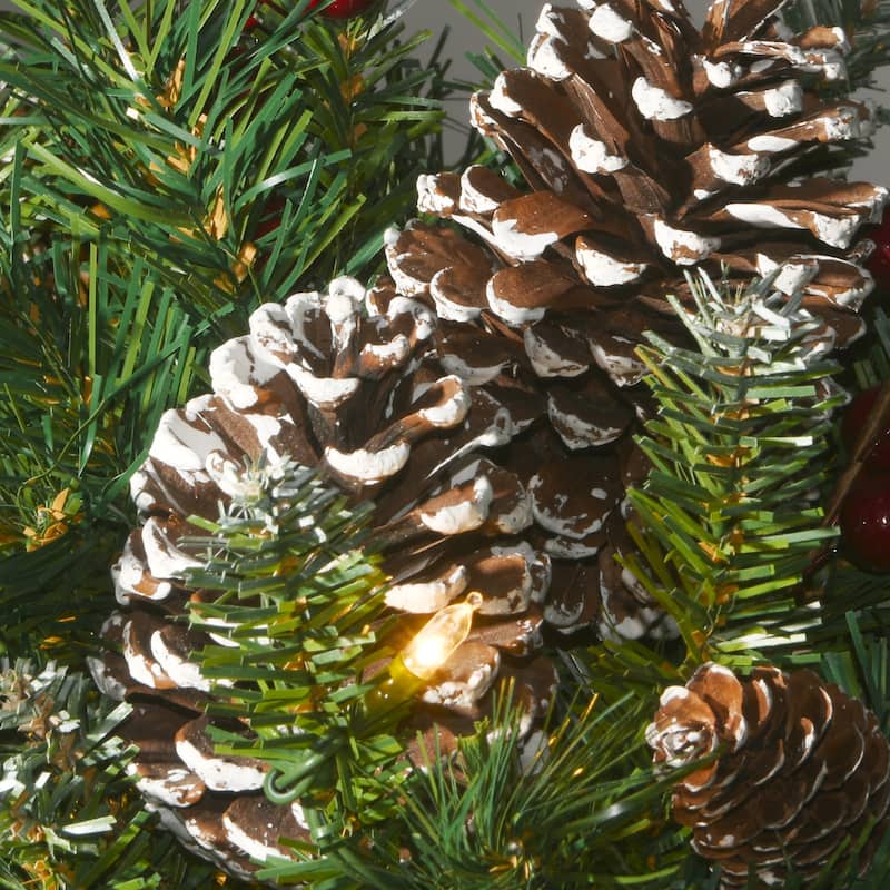 National Tree Company 33 in. Frosted Berry Urn Filler with Battery Operated LED Lights - 33 in