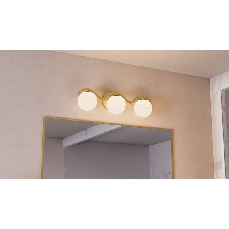 Spherical 3-Light Aged Brass Bath Light