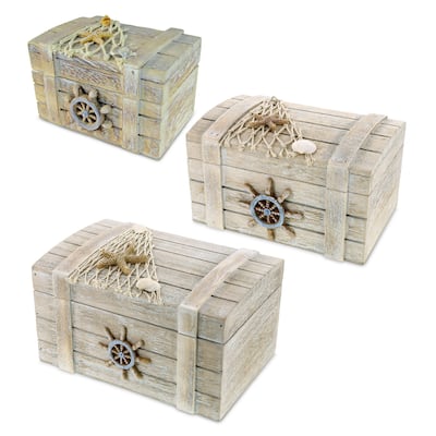 CoTa Global Vintage Wooden Jewelry Box Set - 3 Pc Set