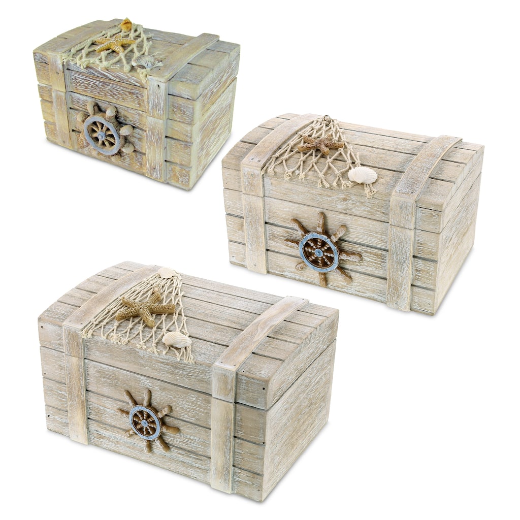 CoTa Global Vintage Wooden Jewelry Box Set - 3 Pc Set