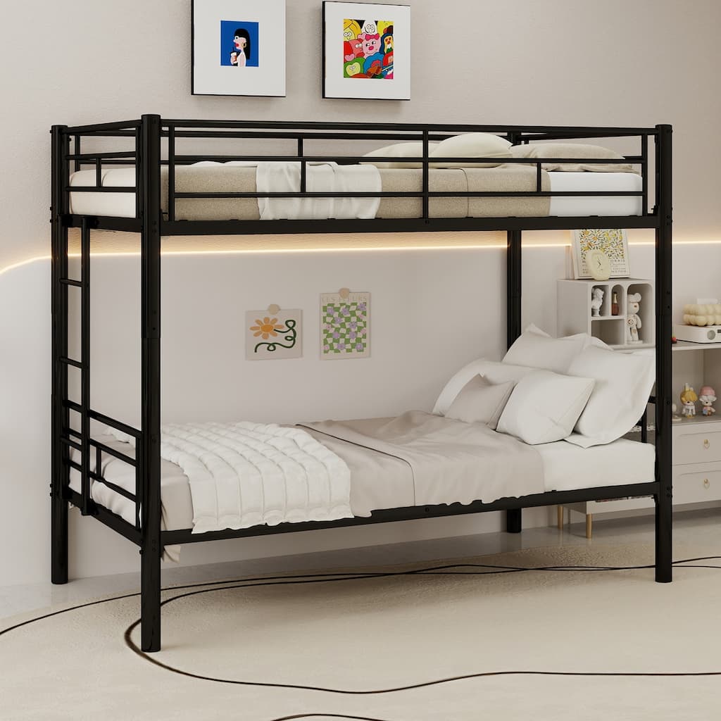 GDFStudio - Twin Over Twin Metal Convertible Bunk Bed Frame