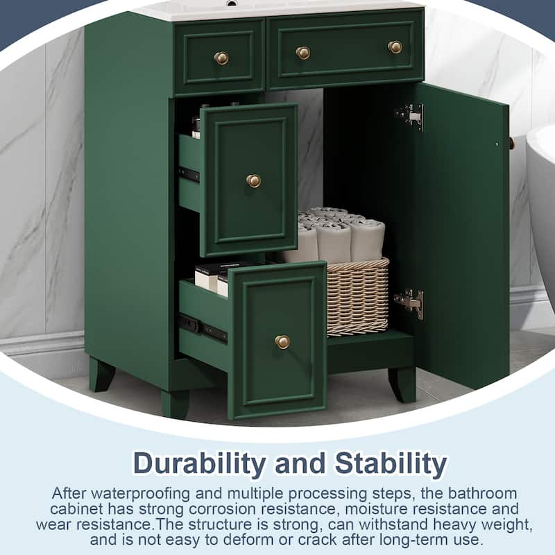 24" Bathroom Vanity Cabinet with Ceramic Sink