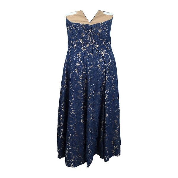 strapless lace midi dress