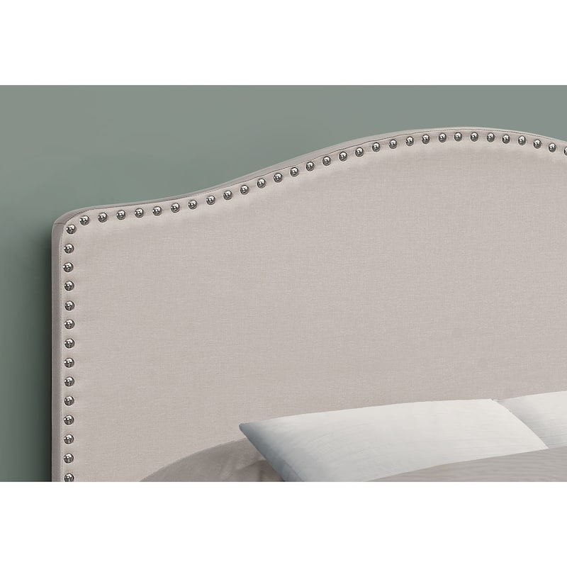 Bed, Headboard Only, Full Size, Bedroom, Upholstered, Beige Linen Look, Transitional