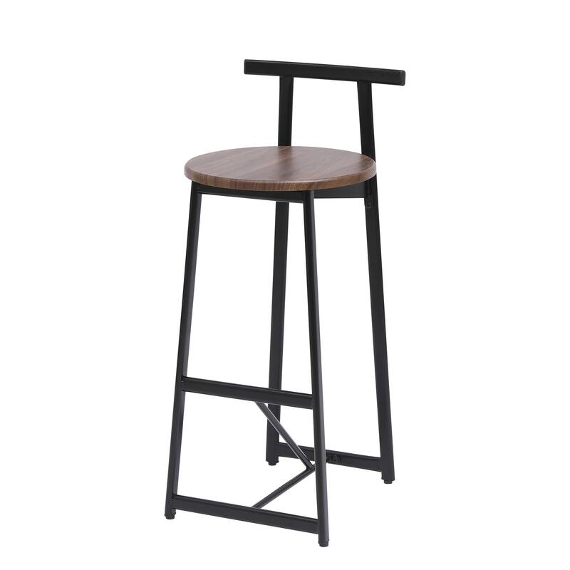 27''H Bar Stools, Set of 3 Wooden Round Bar Chairs with Footrest and Back Kitchen Breakfast Bar Chairs for Dining Room, Kitchen