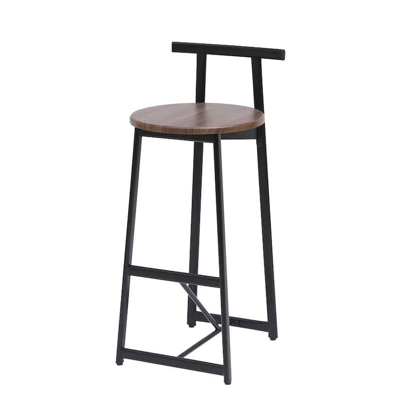 27''H Barstool Set of 3 Wooden Round Bar Stools with Footrest, Easy Assembly, for Dining Room, Kitchen