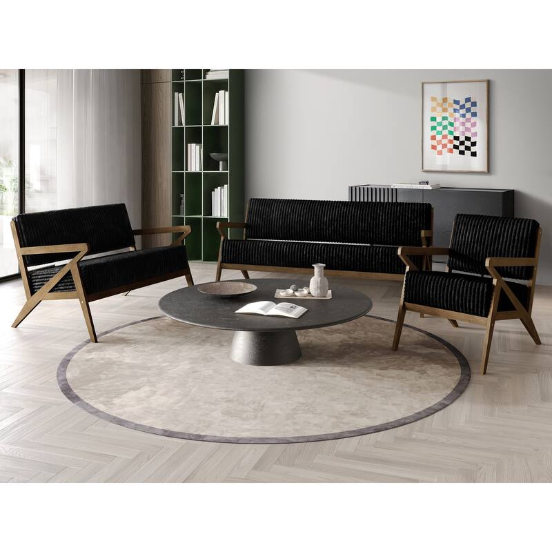 CraftPorch Chic Modern Velvet 3-Piece Upholstered Living Room Set