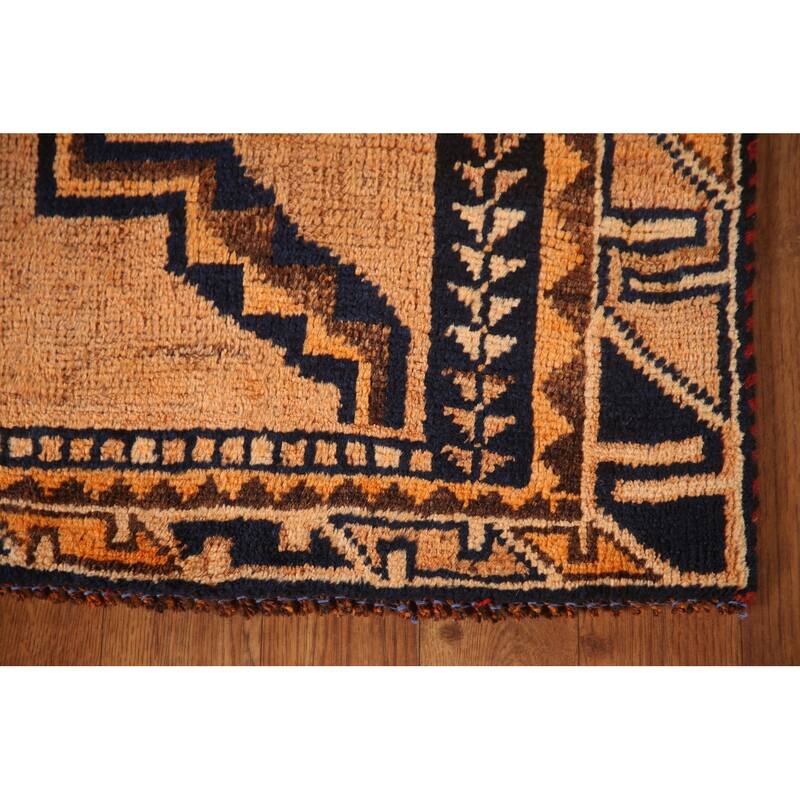 Qashqai Persian Vintage Runner Rug Hand-knotted Wool Carpet - 3'10"x 9'0"