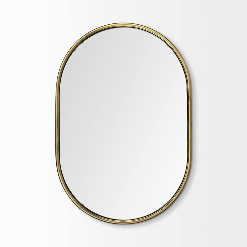 HomeRoots 36" Painted Oval Accent Mirror Wall Mounted With Metal Frame - 24.25