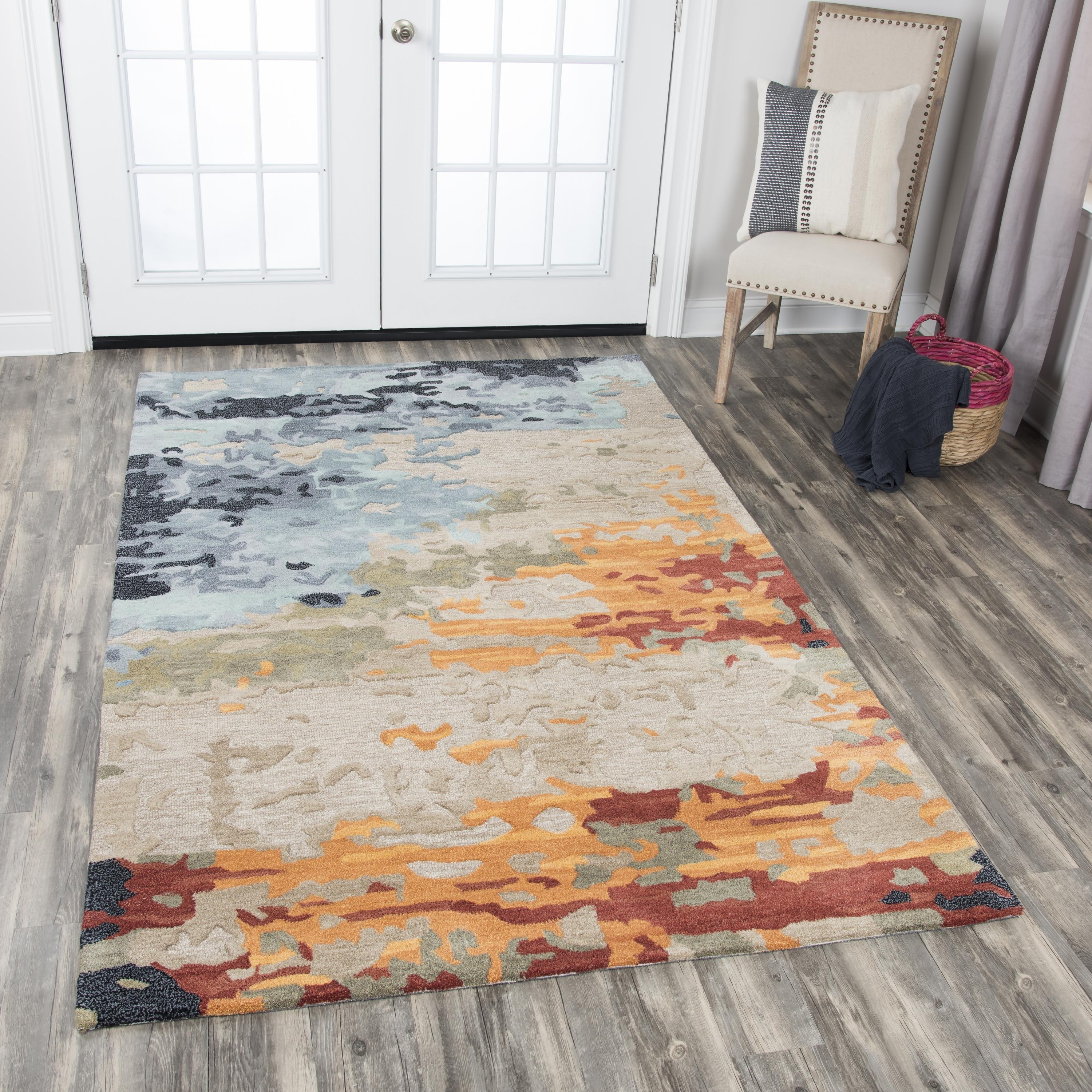 NAVATEXTURA Lapis Multi-colored Hand-tufted Abstract Wool Blend Rug