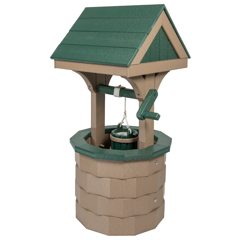 Poly Wishing Well - Weatherwood and Turf Green - Small