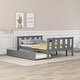 preview thumbnail 1 of 16, Full Size Classic Modern Design Solid Wood Platform Bed with Pull Out Trundle and Headboard and Footboard Grey