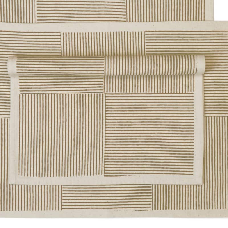FIELDLINE Placemats - Hand Block Printed Kora (Unbleached Cotton), Fair Trade | Set of 4, 14"x20" by Sustainable Threads