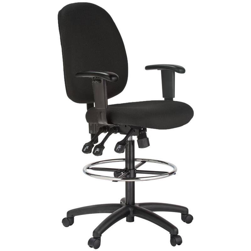 Extra Tall Drafting Chair - Ergonomic Adjustable Office Chair with Lumbar Support - Rolling Desk Chair - Heavy Duty - Black