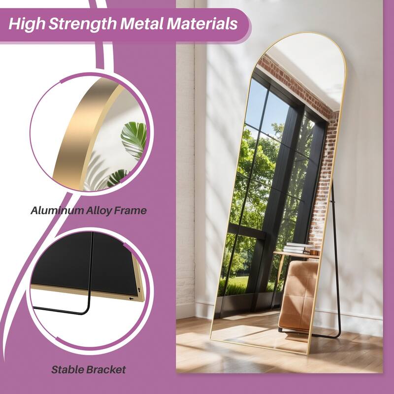 Full Length Mirror with Stand, Floor Mirror with Aluminum Alloy Frame for Bedroom, Standing Full Body Mirror for Wall, Cloakroom