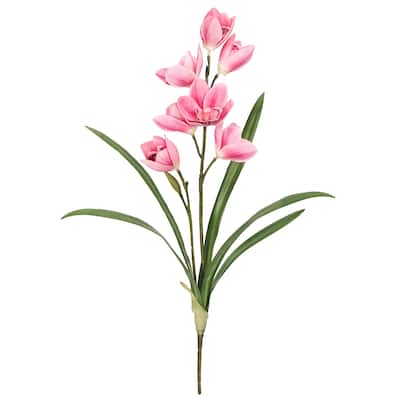 Set of 2 Fuchsia Pink Artificial Cymbidium Orchid Plant Flower Stem Spray 20in - 20" L x 6" W x 6" DP