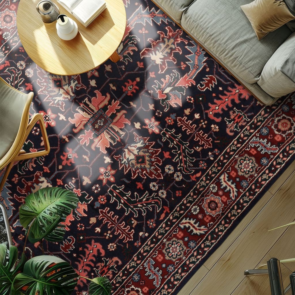 5'10''x8'6'' Hand Knotted Wool Navy Oushak Arts & Crafts Oriental Area Rug - 5' 10'' x 8' 6''