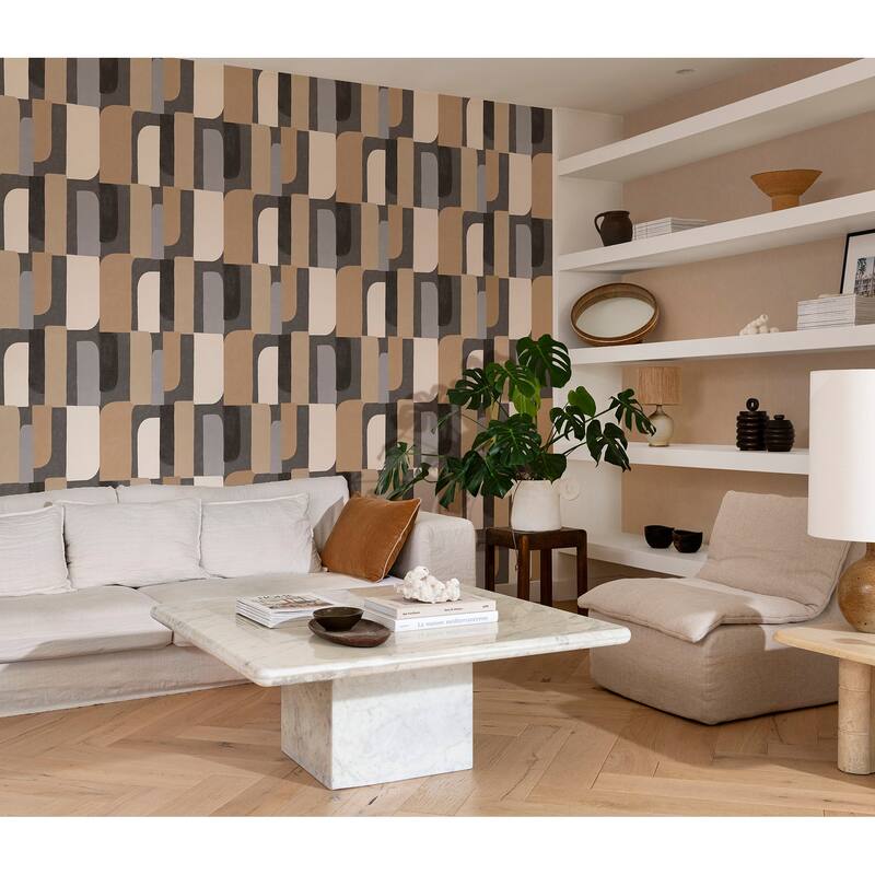 Rasch Derain Charcoal Geometric Wallpaper