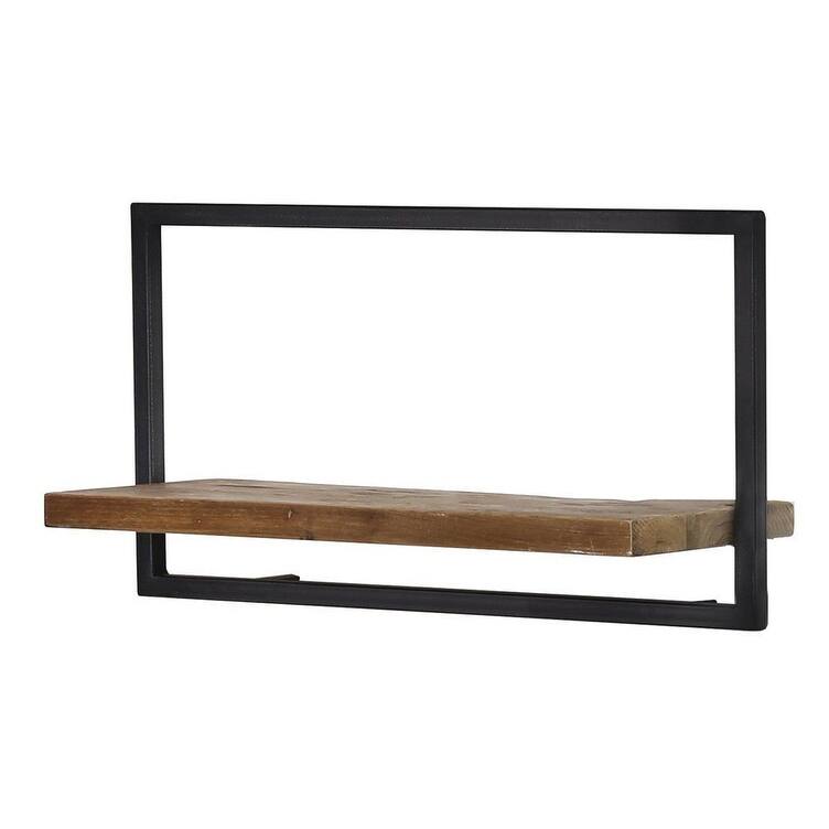 Wide 26" Wide Metal Frame Wall Shelf, Natural