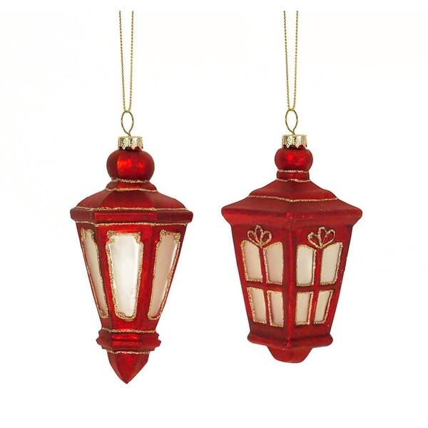 Club Pack Of 12 Assorted Red Mini Lantern Glass Christmas Ornaments 4 5 Overstock 21282611