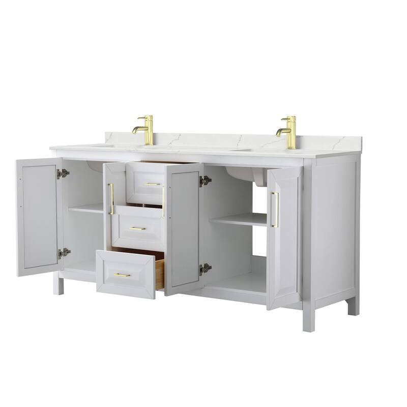 Daria 72-inch Double Vanity, Single Hole Quartz Top