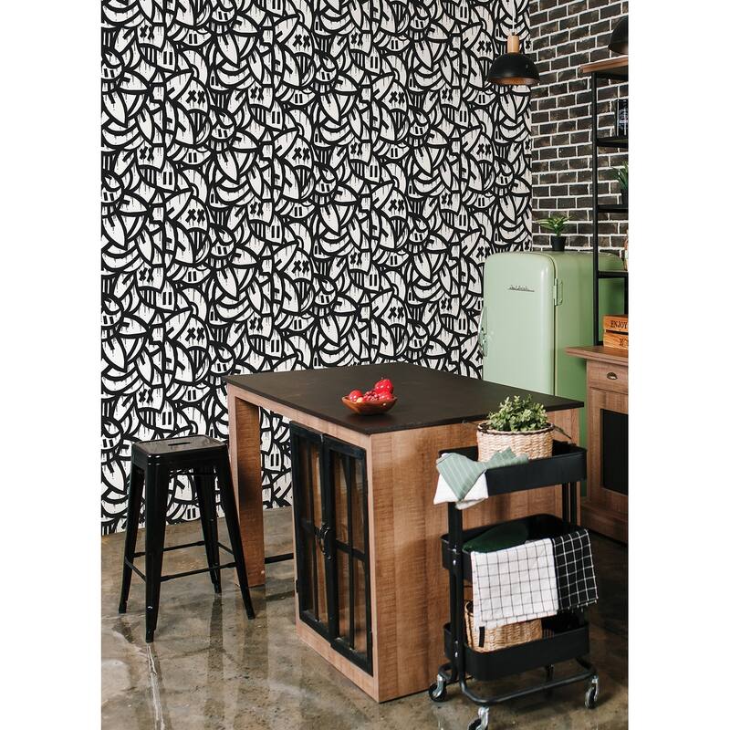 Arm of Casso Black Bold Arrangements Peel & Stick Wallpaper