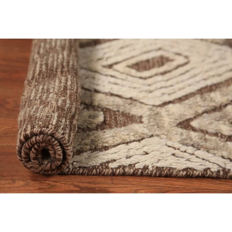 Geometric Moroccan Indian Accent Rug Handmade Wool Carpet - 2'0"x 3'0"