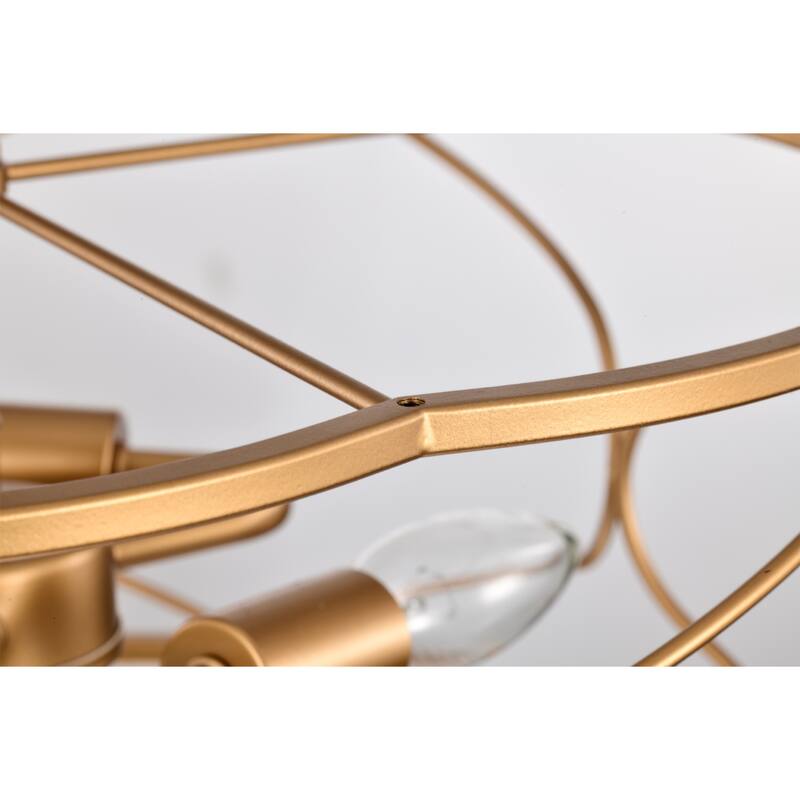 15" Whispire Matte Gold 15-inch Ceiling Pendant Light with Caged Drum
