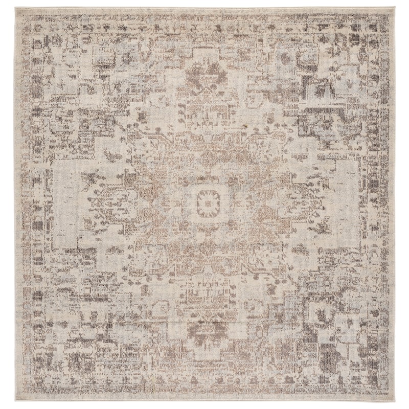 SAFAVIEH Madison Ditchka Medallion Rug - 6'7" Square - Ivory/Beige Grey