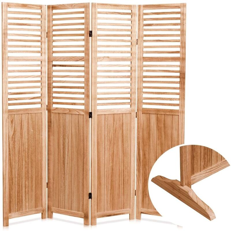4/6 - Panel Solid Wood Folding Room Divider, Natural