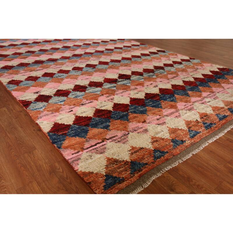 Tribal / Trellis Moroccan Oriental Area Rug Handmade Wool Carpet - 6'7" x 10'4" - 6'7" x 10'4" - Multi-Color