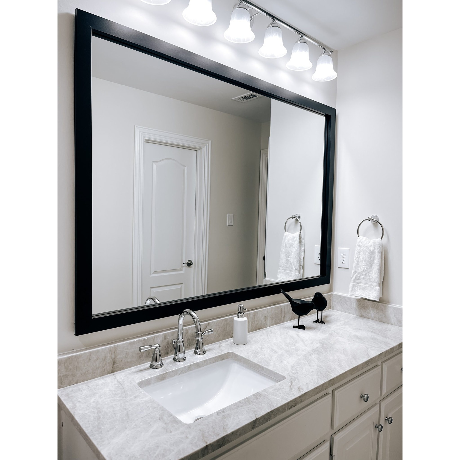 Meade Black Framed Vanity Mirror - On Sale - Bed Bath & Beyond - 34421672