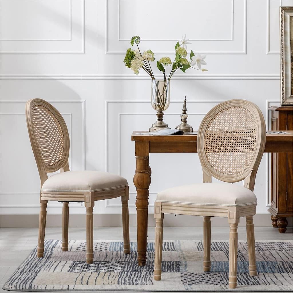 French Style Solid Wood Dining Chair Set of 2