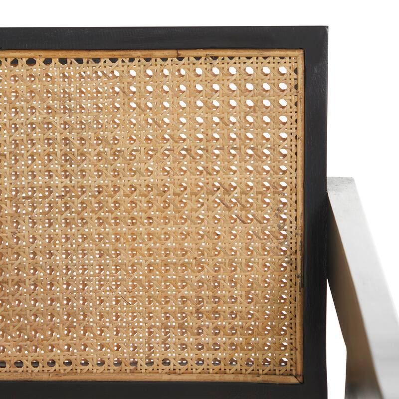 Teak Wood Living Room Accent Chair with Leather or Woven Cane Seat