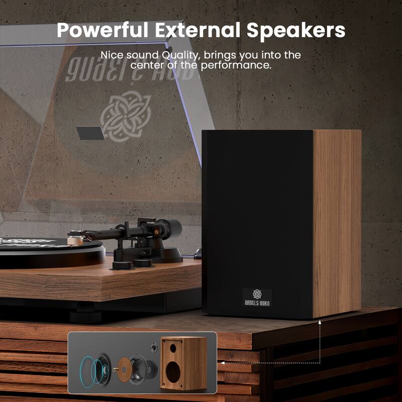 Hi-Fi System Bluetooth Turntable with Stereo Bookshelf Speakers