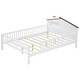 preview thumbnail 14 of 12, White Full Size Wood Platform Bed with House-shaped Headboard and Built-in Storage
