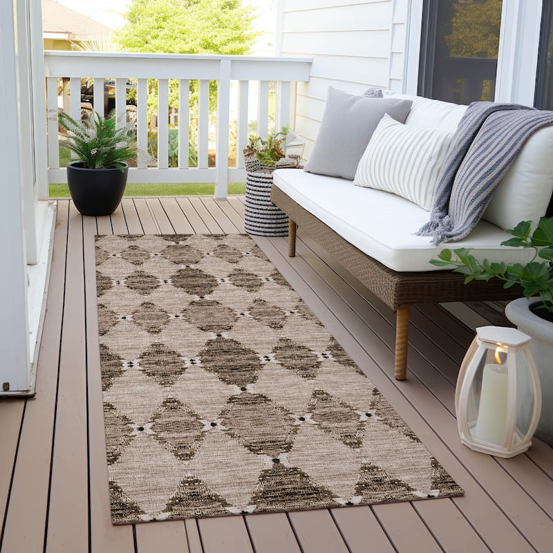Machine Washable Indoor/ Outdoor Chantille Modern Boho Damask Rug