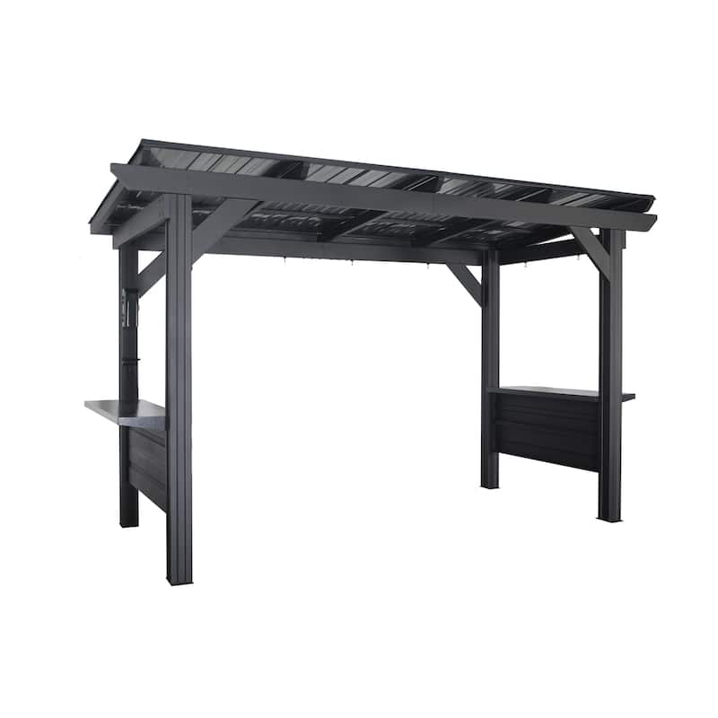 Backyard Discovery Rockport XL 12x6' Galvanized Steel BBQ Grill Gazebo - Black - 12'0" x 6'5"