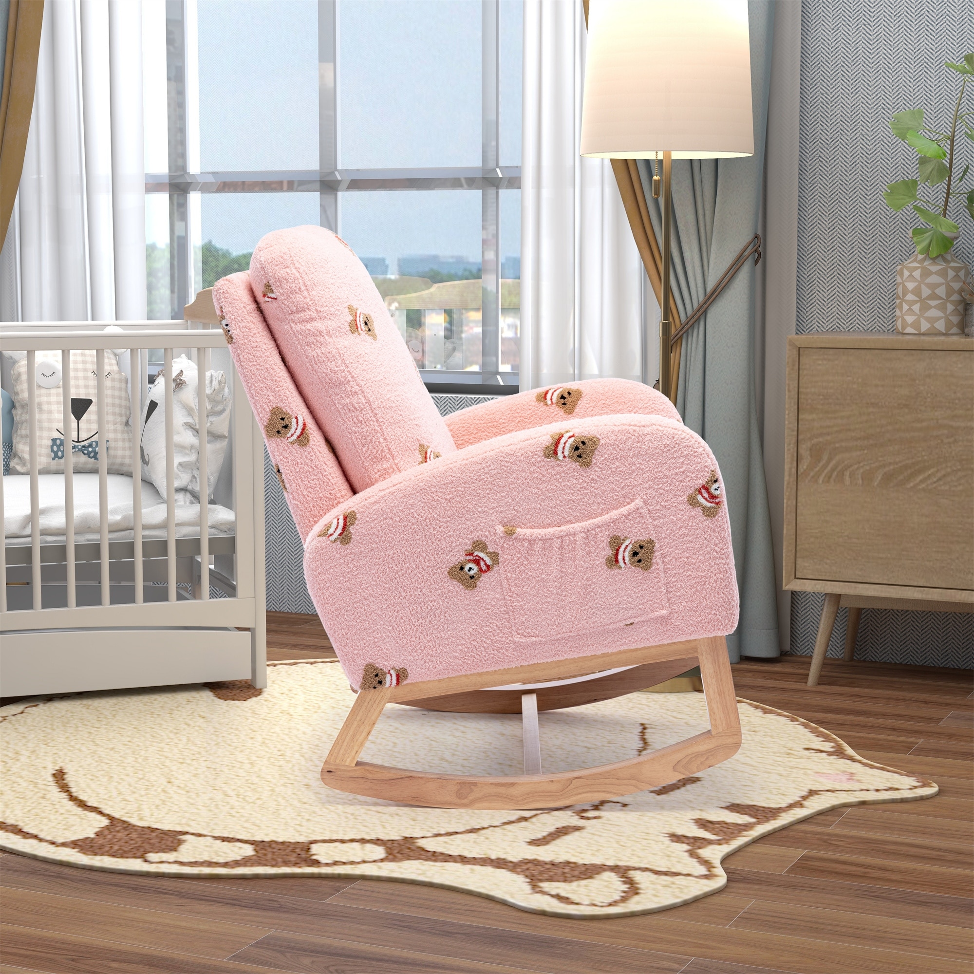 Rocking Chair for Nursery Accent Chair Rocker Armchair W Side