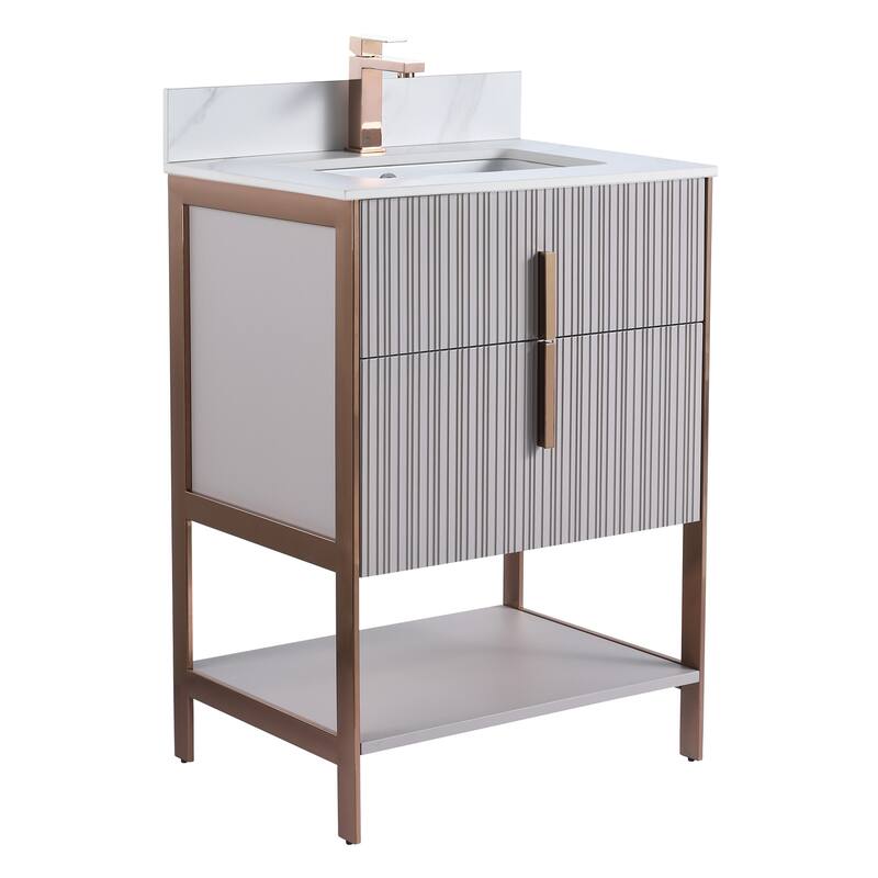 Fine Fixtures Serenity Modern Bathroom Vanity with White Carrara Stone Top